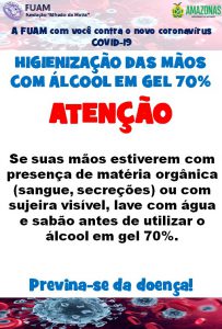 Higienização das mãos com álcool em gel
